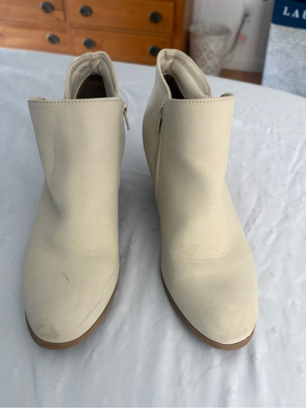 Style & Co. Cream Ankle Booties with Side Zip
